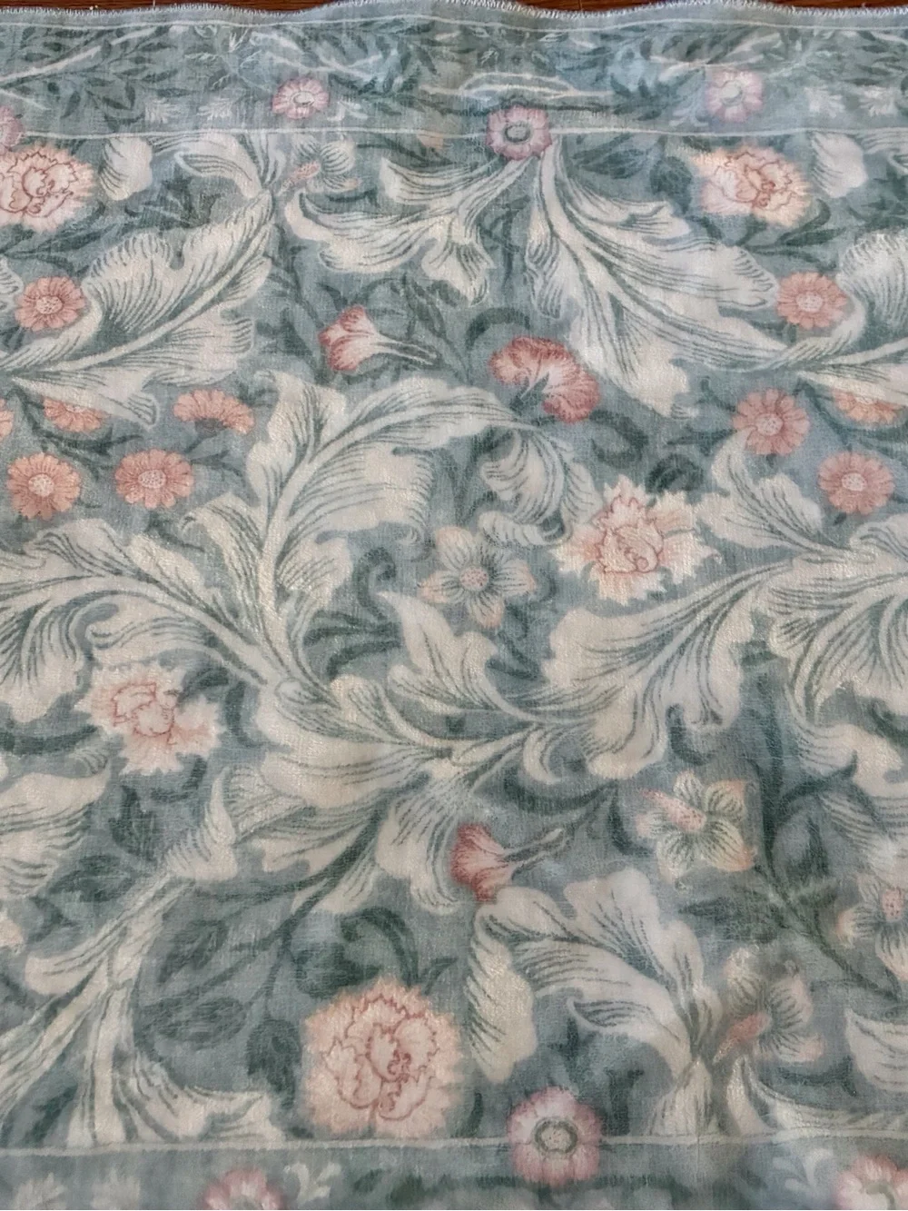 Floral Scroll in Soft Green and Pink rug